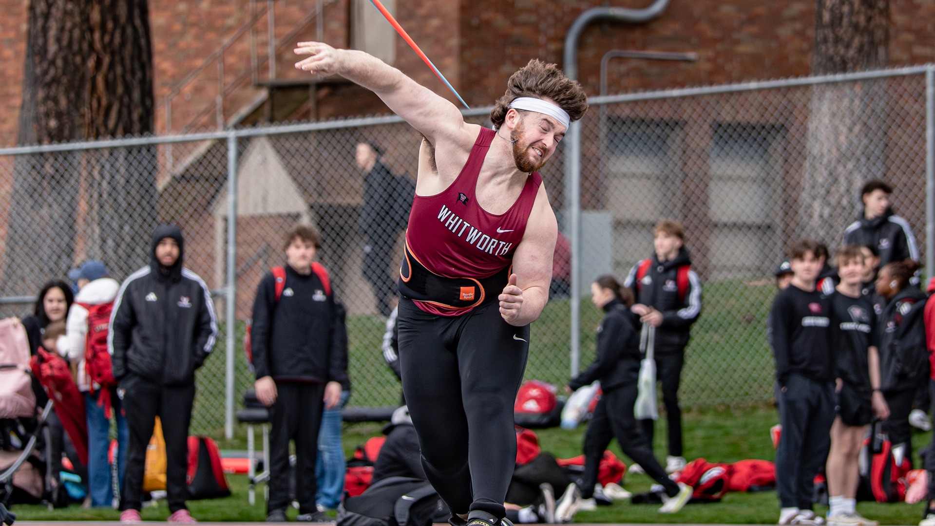 Cody Wheeler releases the javelin at the Sam Adams Classic 2026