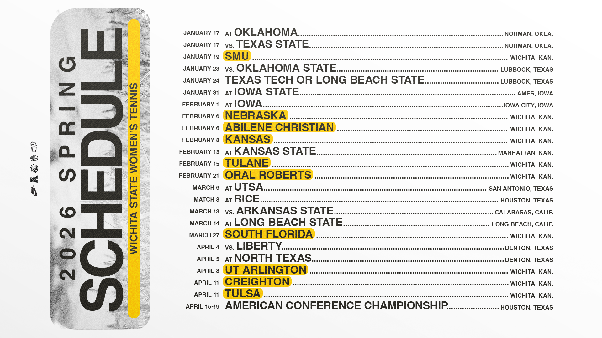 Women's Tennis Schedule Release