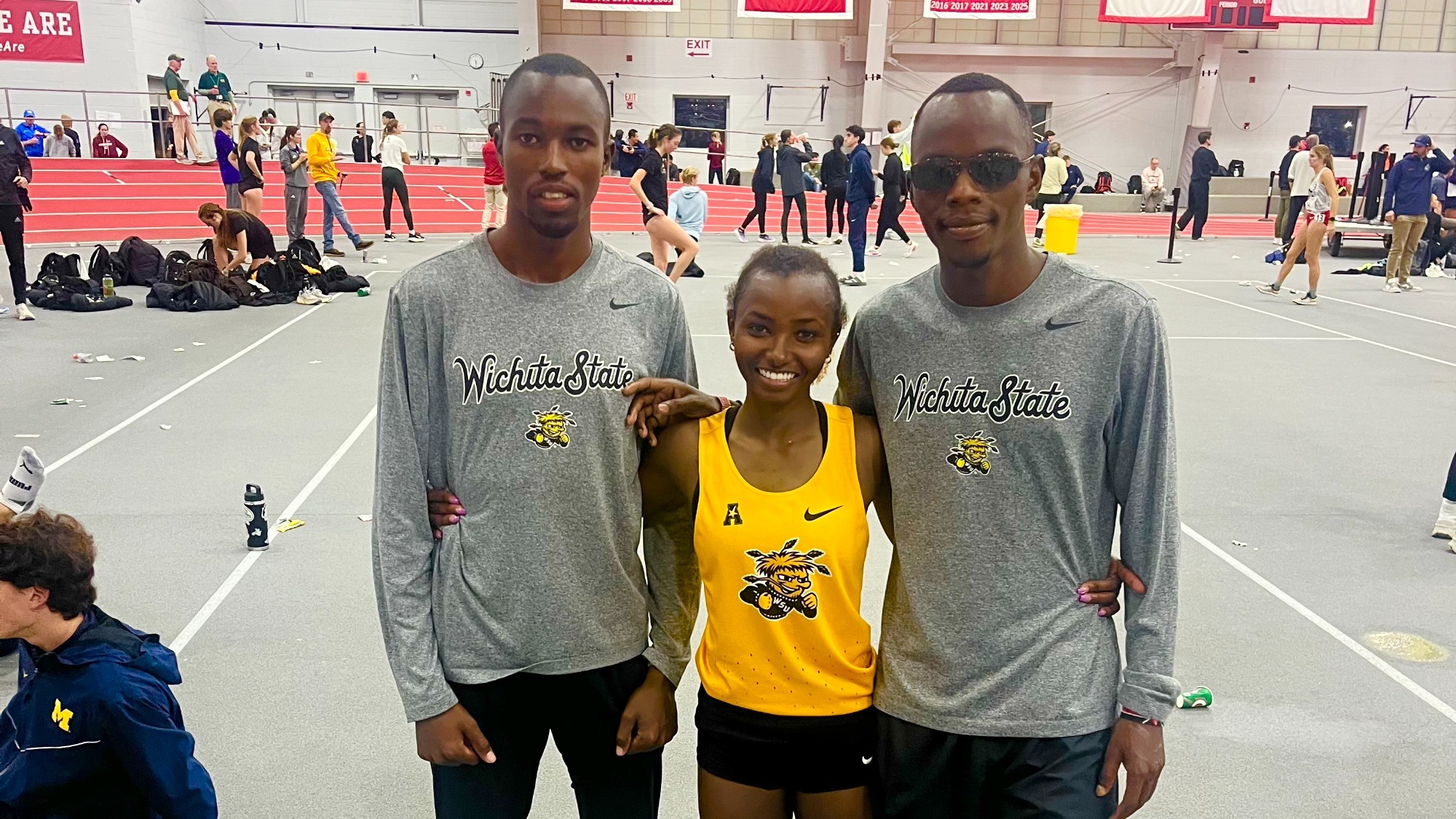 Elkana Kipruto, Lucy Ndungu, Kelvin Kipyego at BU Season Opener