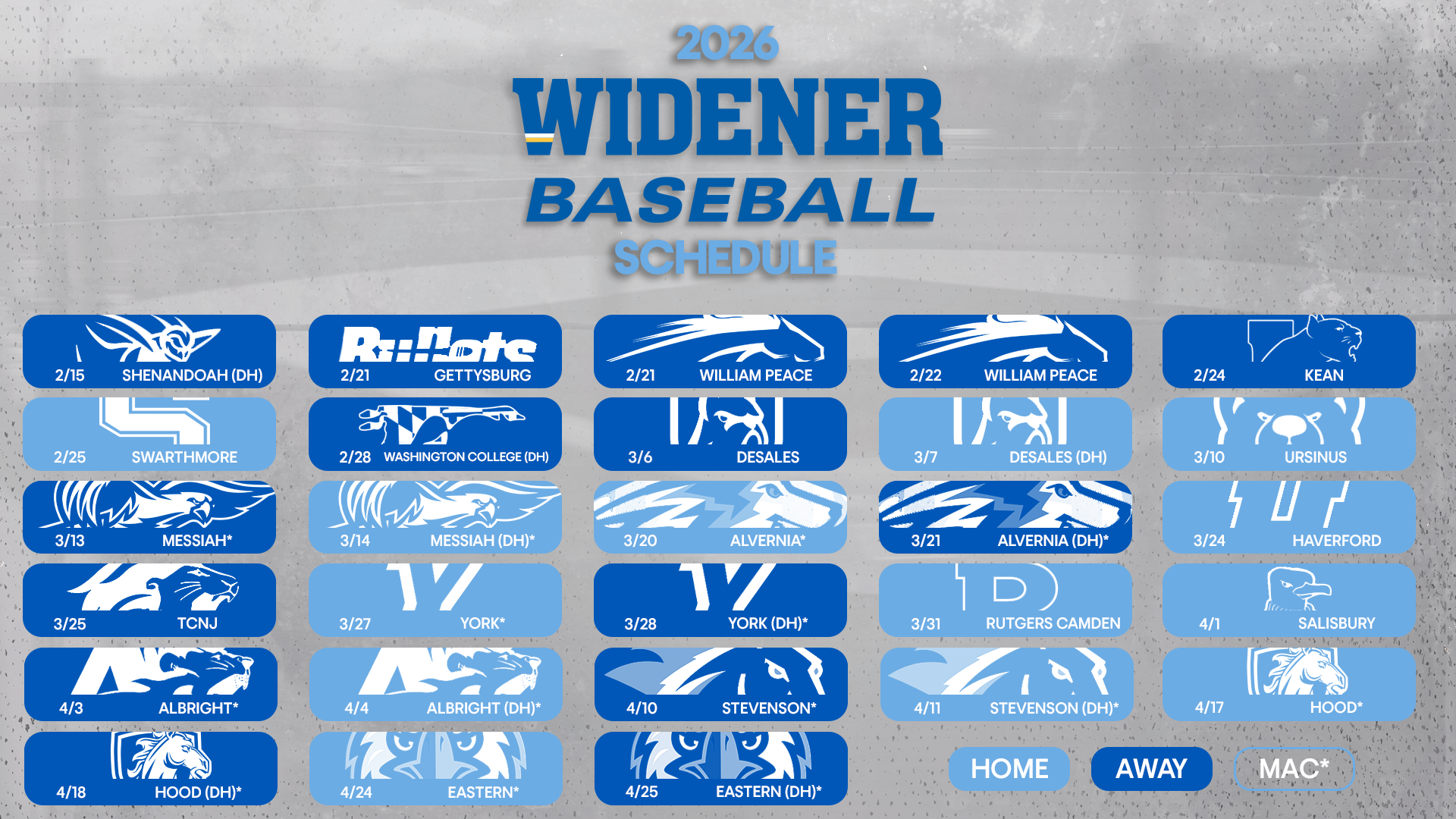 Spring 2026 Baseball Schedule Graphic