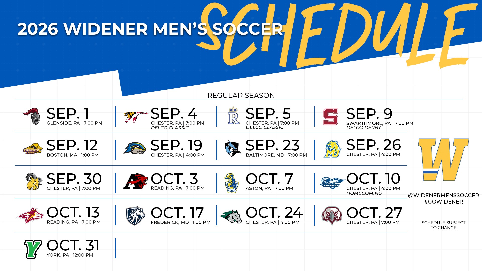 2026 Men's Soccer Schedule Graphic