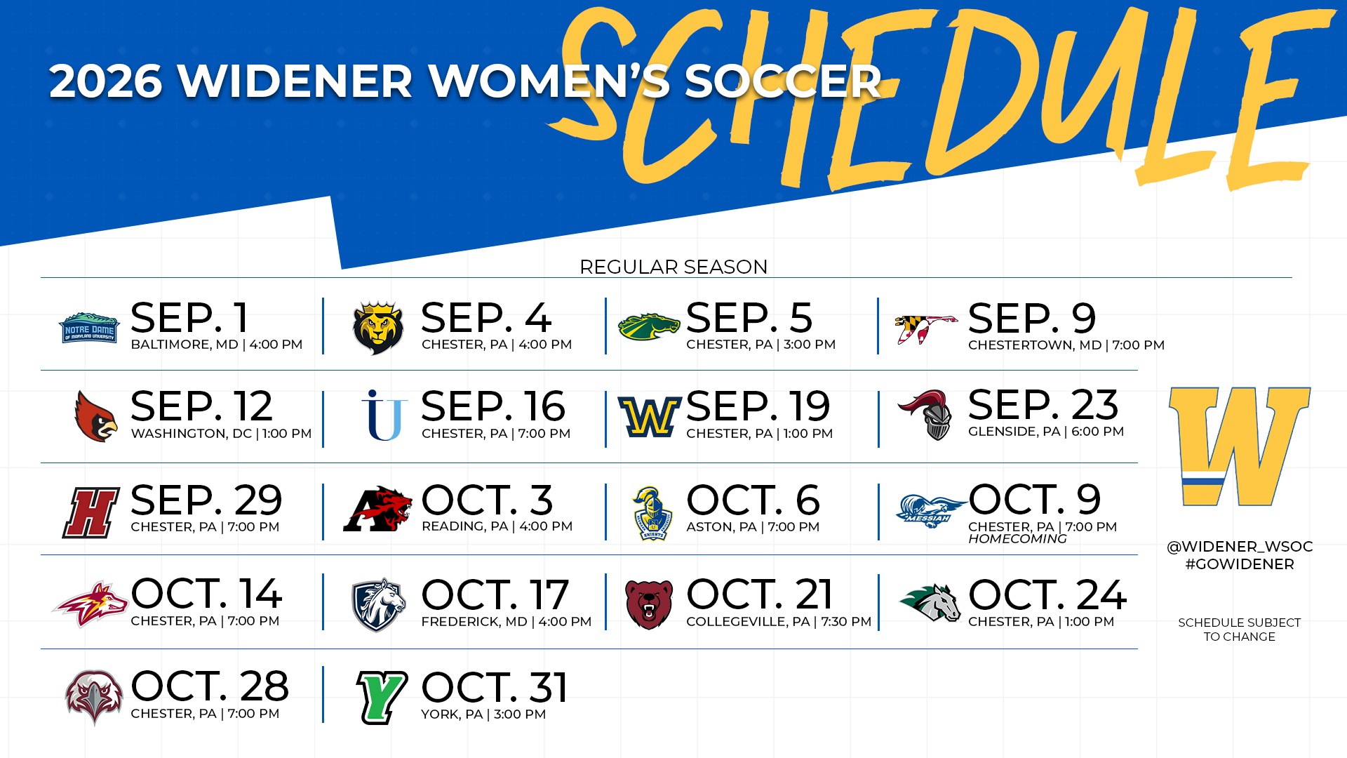 2026 Women's Soccer Schedule Graphic