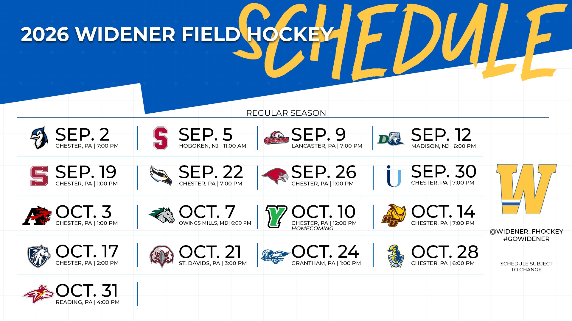 2026 Field Hockey Schedule Graphic