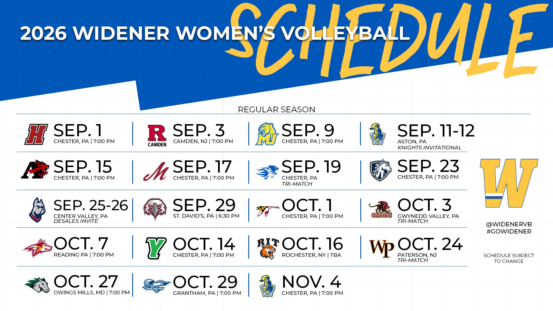 2026 Women's Volleyball Schedule Graphic