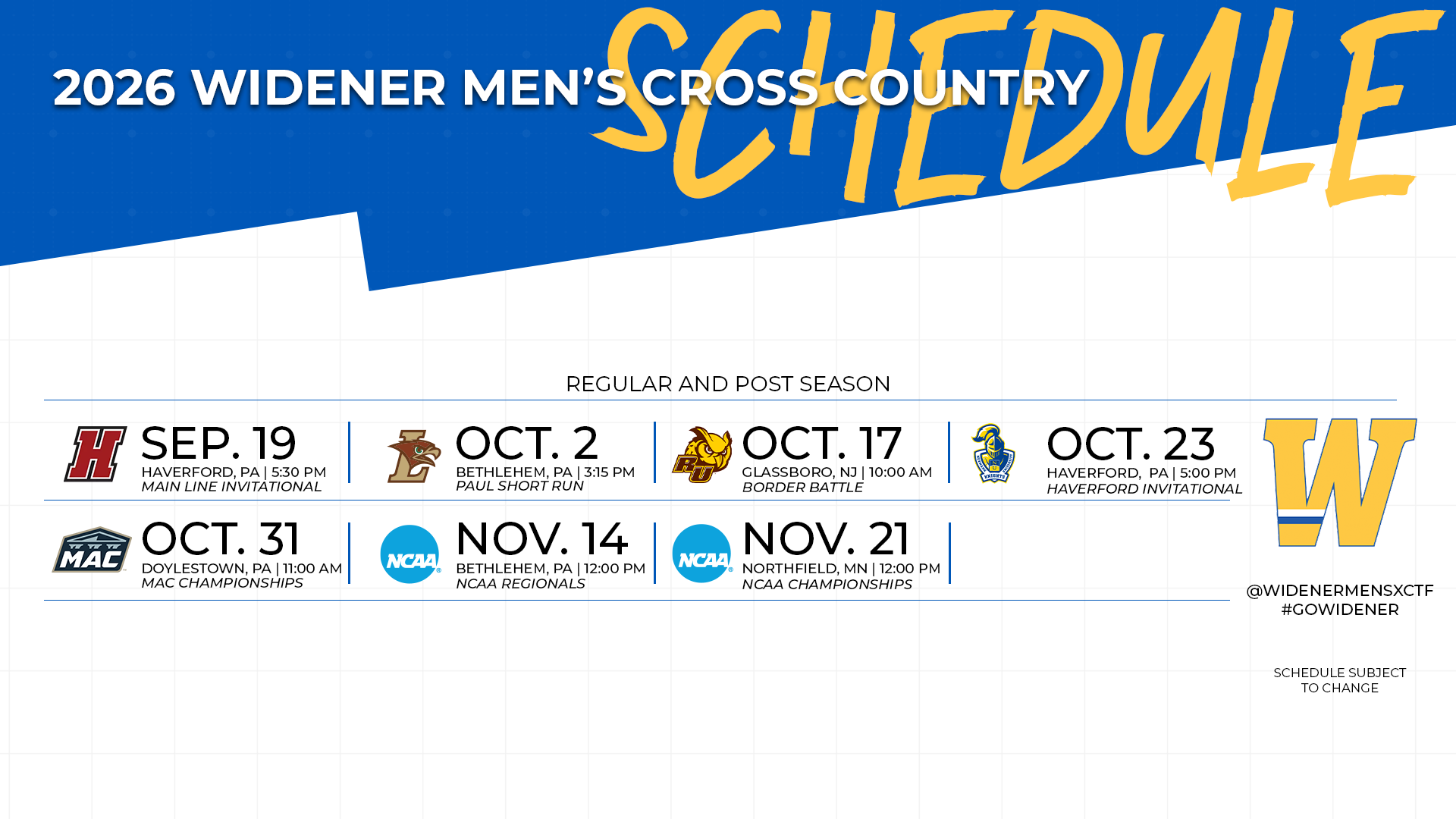 2026 Men's Cross Country Schedule Graphic