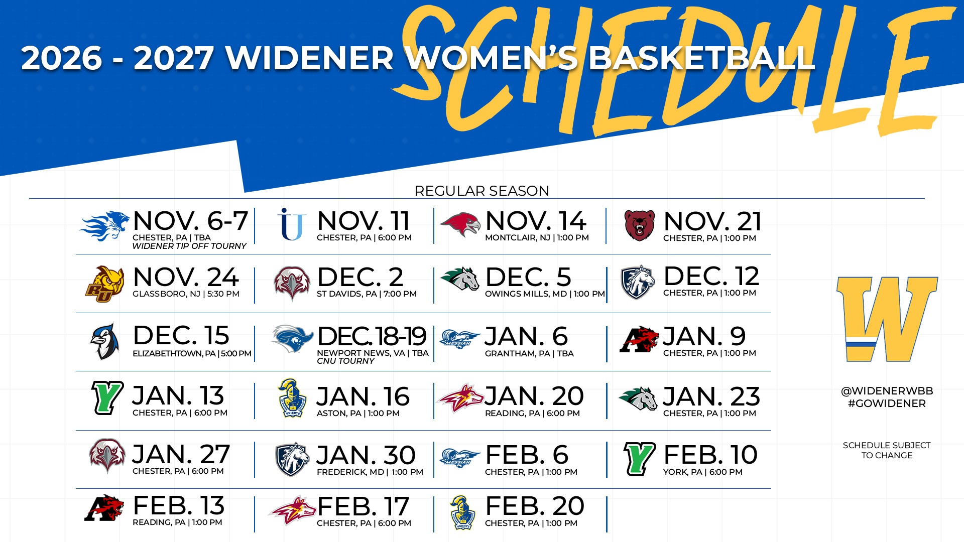 2026 - 2027 Women's Basketball Schedule Website