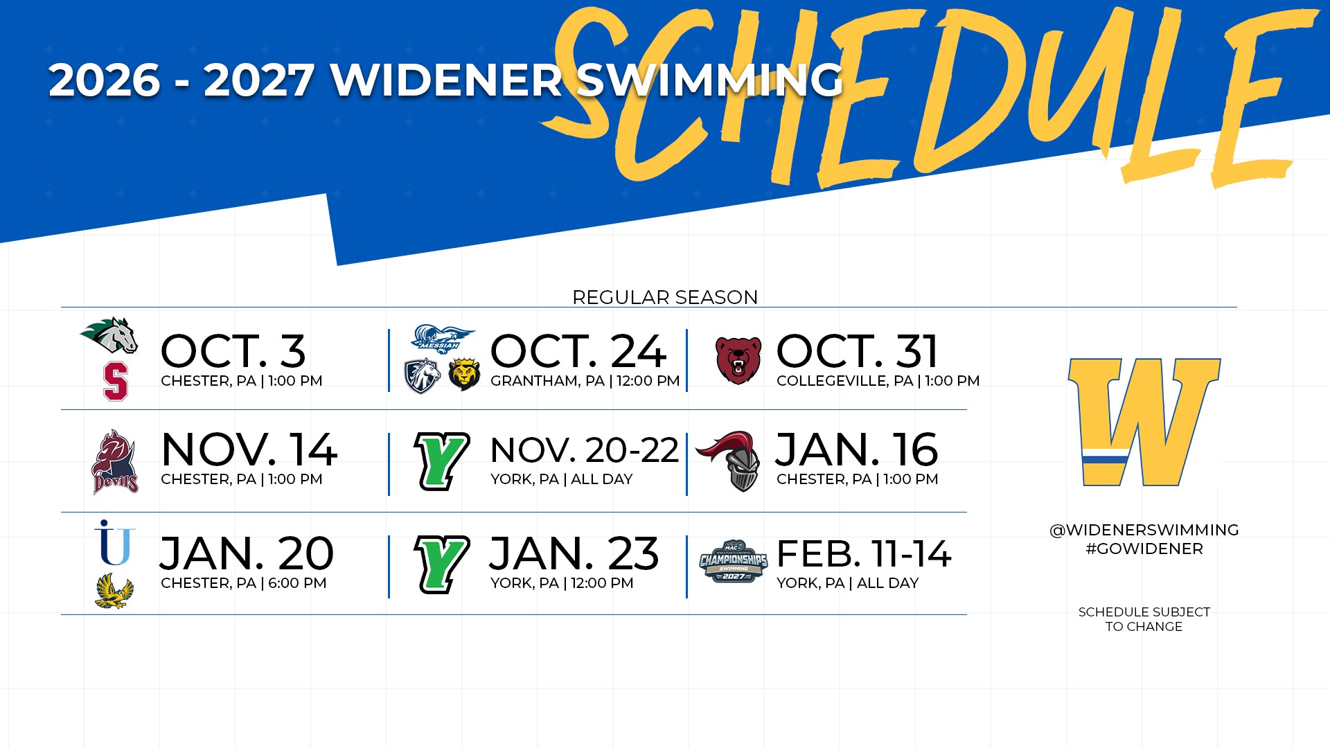 2026-27 SWIM Schedule Graphic