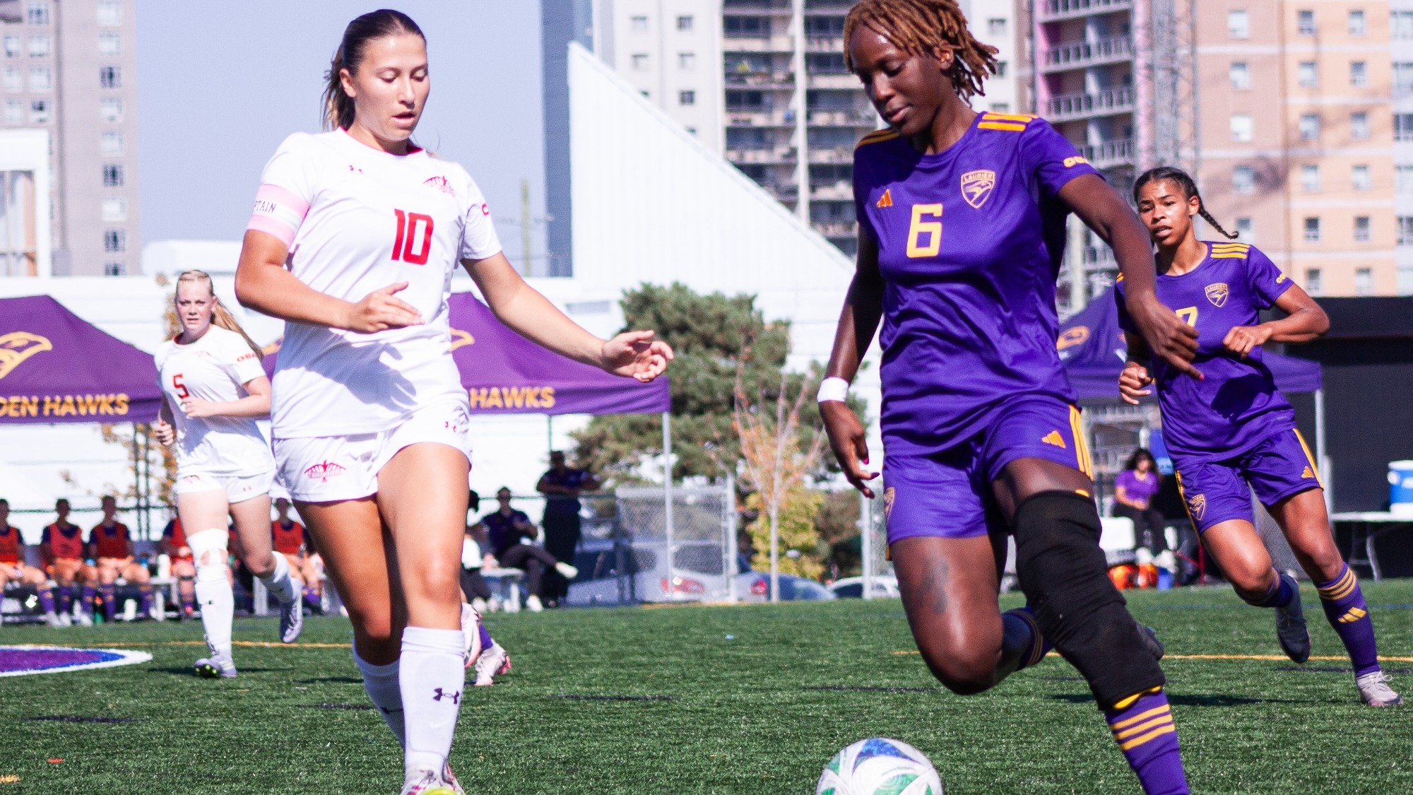 Sasha Marikano dribbles the ball against Algoma.