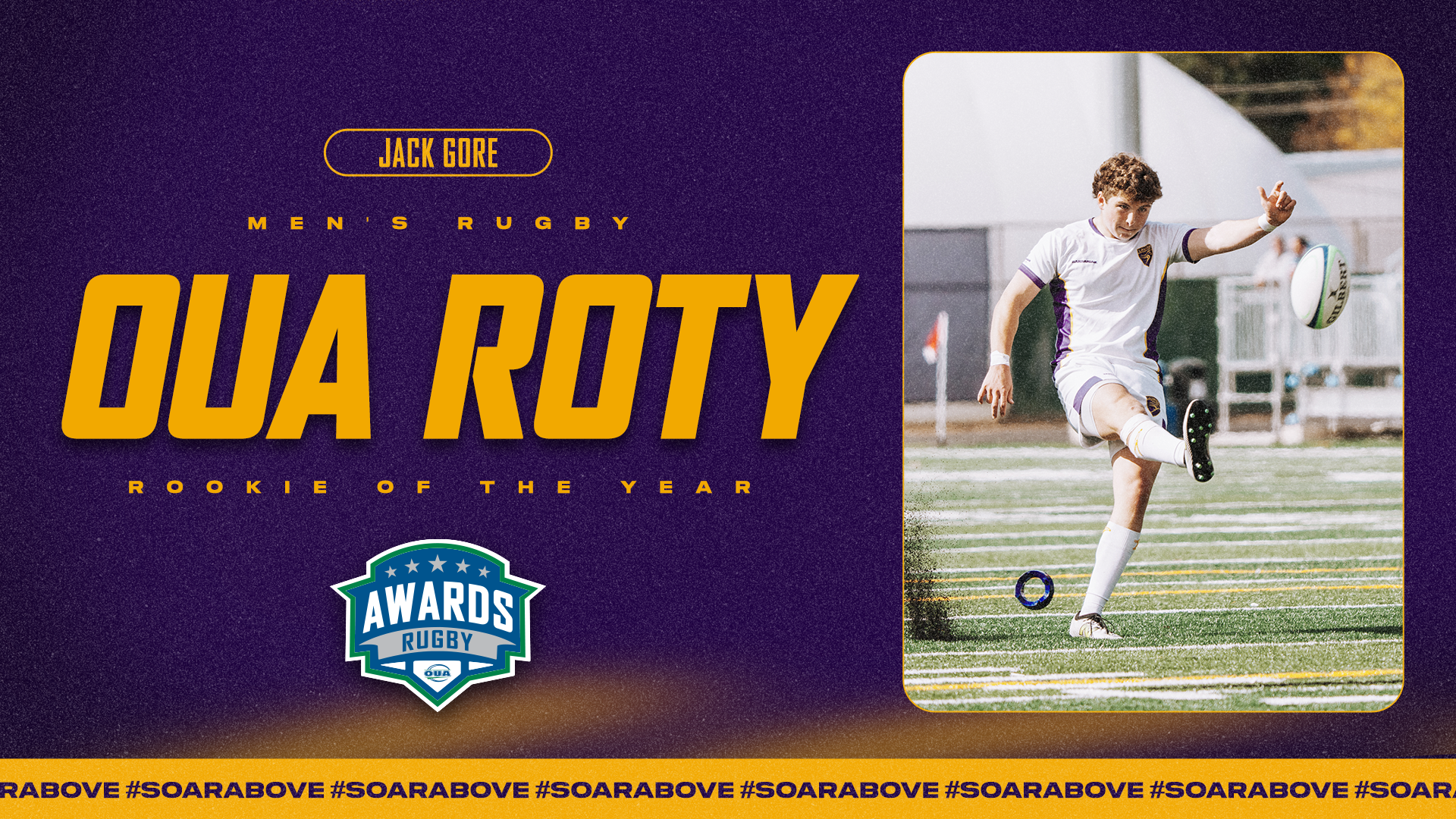 Jake Gore OUA men's rugby rookie of the year