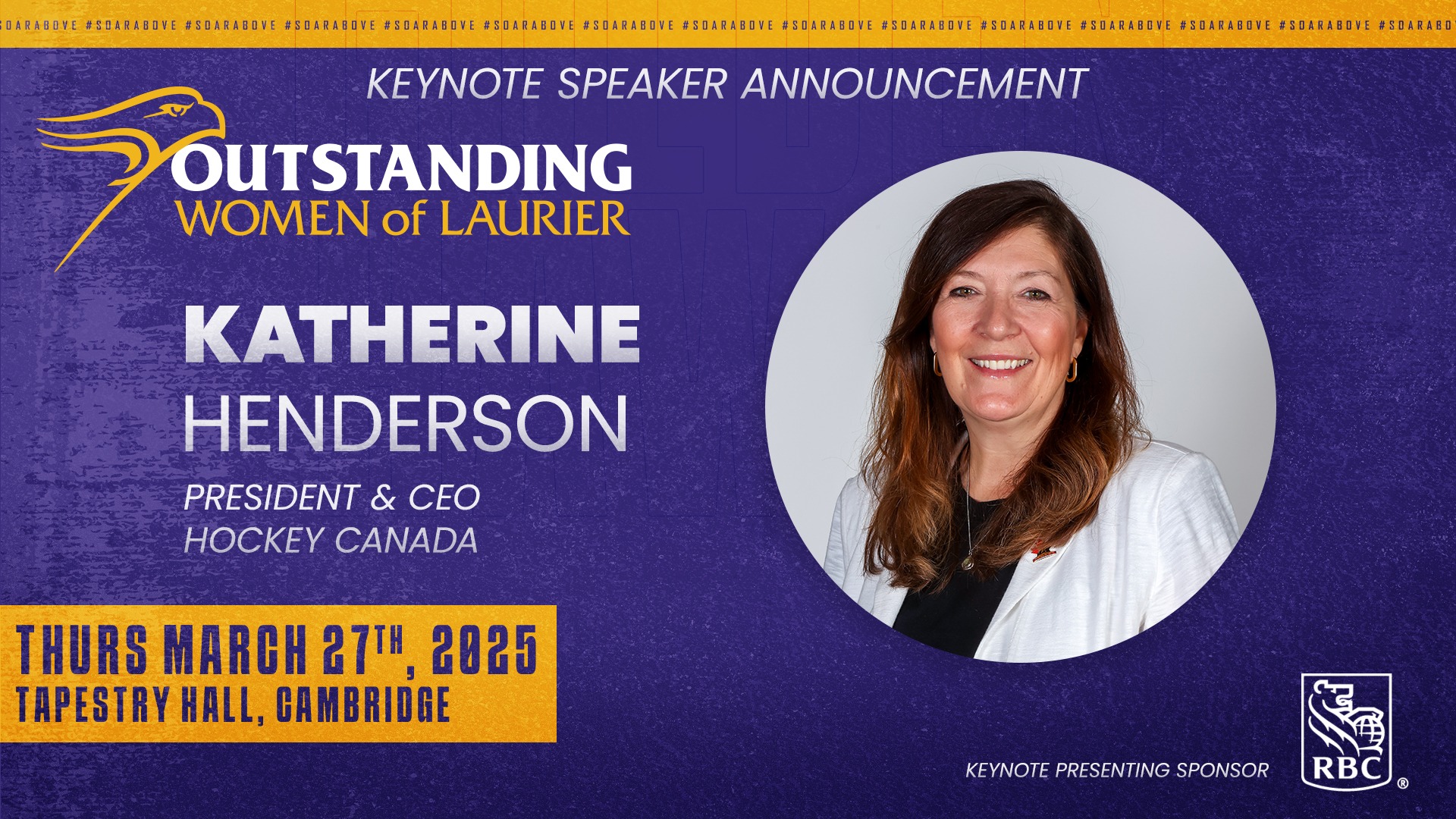 Katherine Henderson, President & CEO of Hockey Canada is announced as the keynote speaker for the 18th annual Outstanding Women of Laurier Gala.