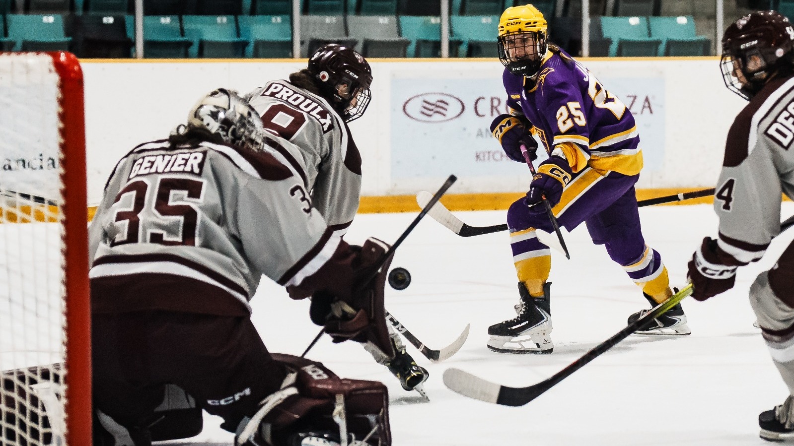 Ella Jackson takes a backhand shot towards goal.