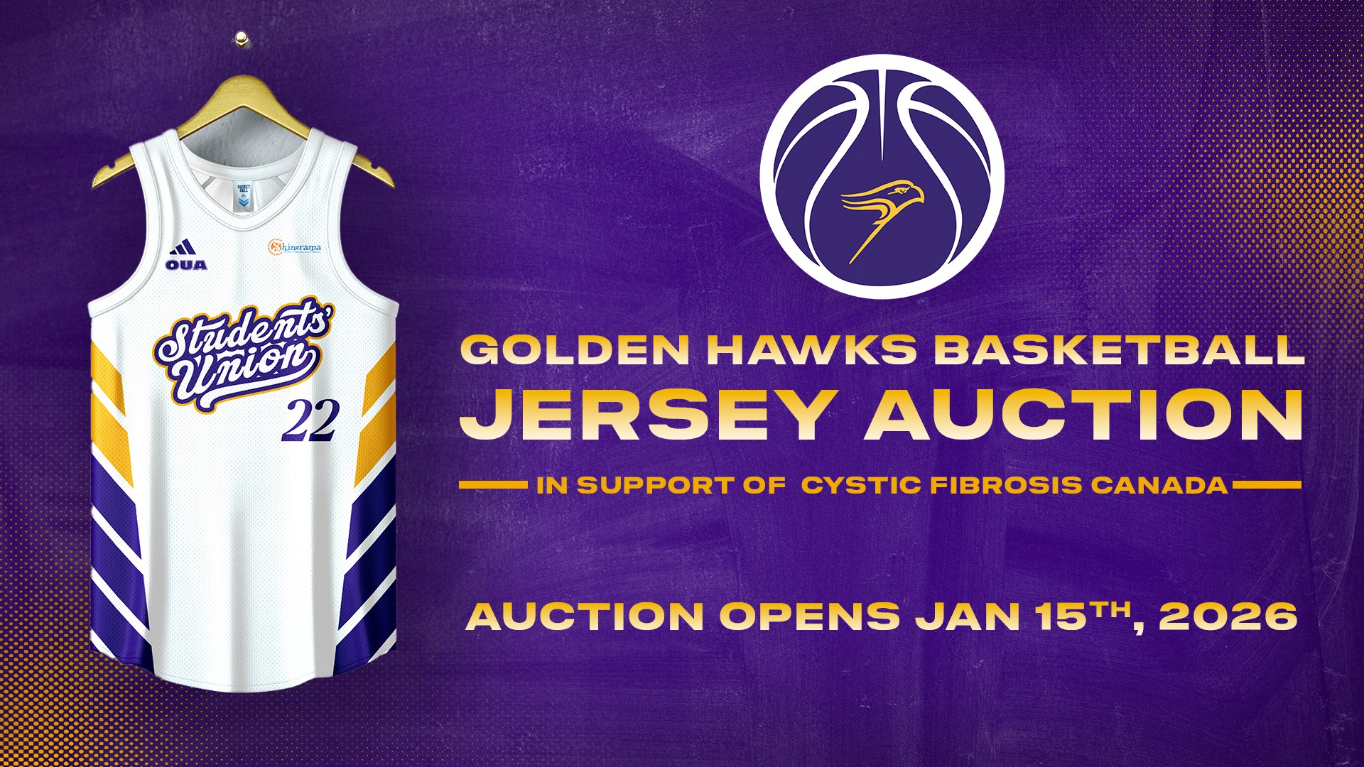 The Laurier Golden Hawks are auctioning off specialty basketball jerseys with proceeds being donated to Cystic Fibrosis Canada through Laurier's Shinerama campaign.