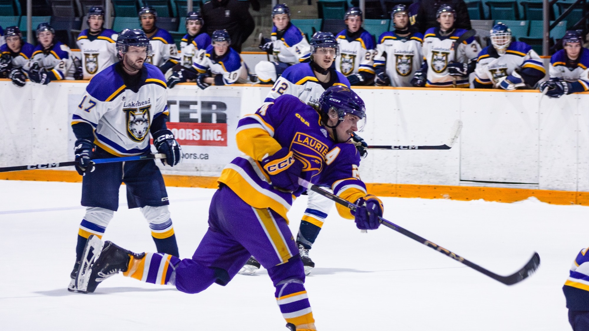 Laurier takes a shot against the Thunderwolves