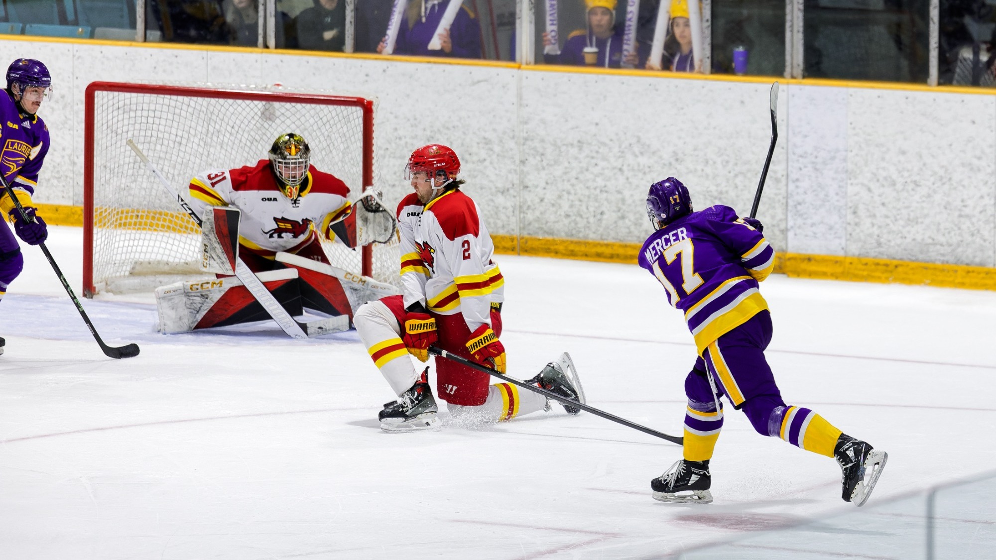 Kallaway Mercer takes a one-timer against Guelph.