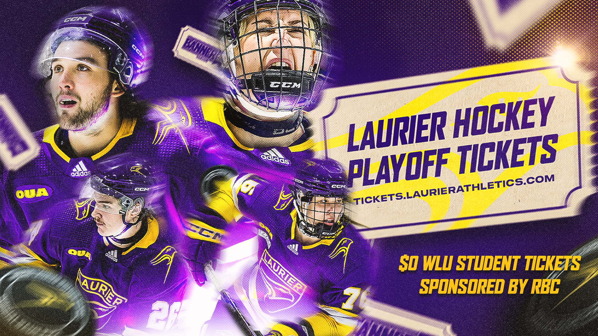 Tickets for the upcoming OUA Hockey playoff games are FREE for Laurier students courtesy of RBC.