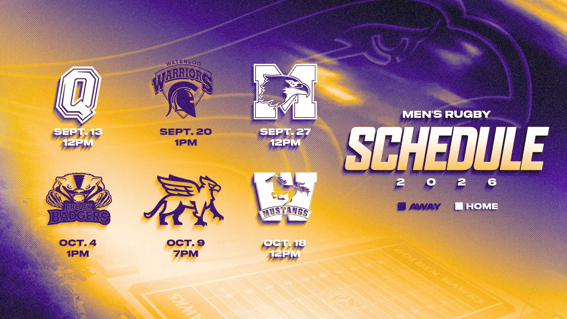 The Laurier Golden Hawks 2026 OUA Men's Rugby Schedule