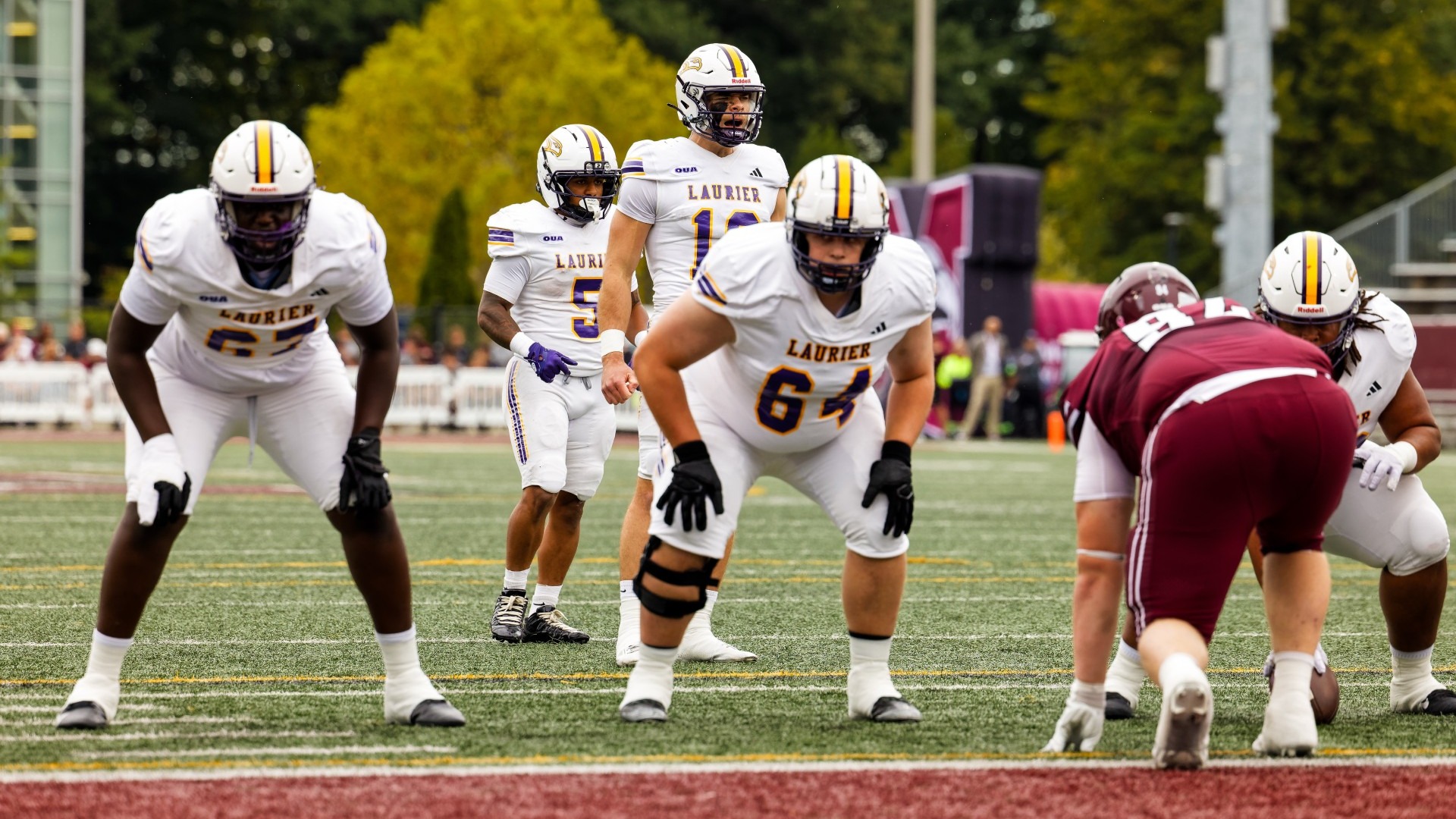 Laurier lines up for the snap against McMaster
