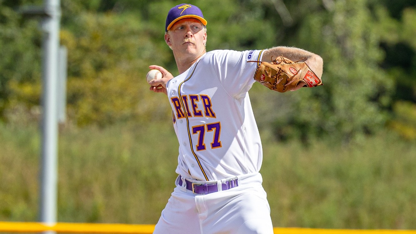 Gavin MacLean throws a pitch for Laurier