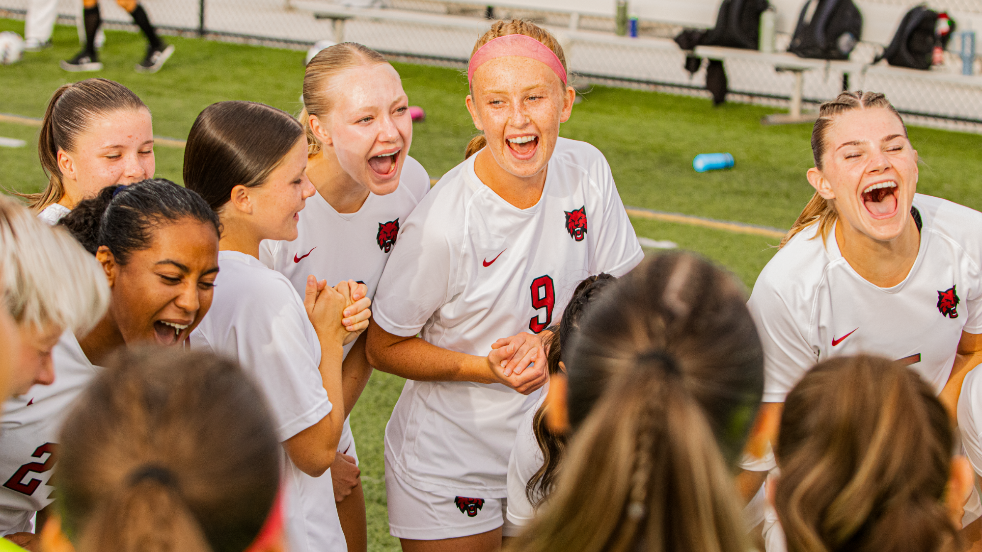 CWU Soccer fired up on the sideline vs Western Oregon.