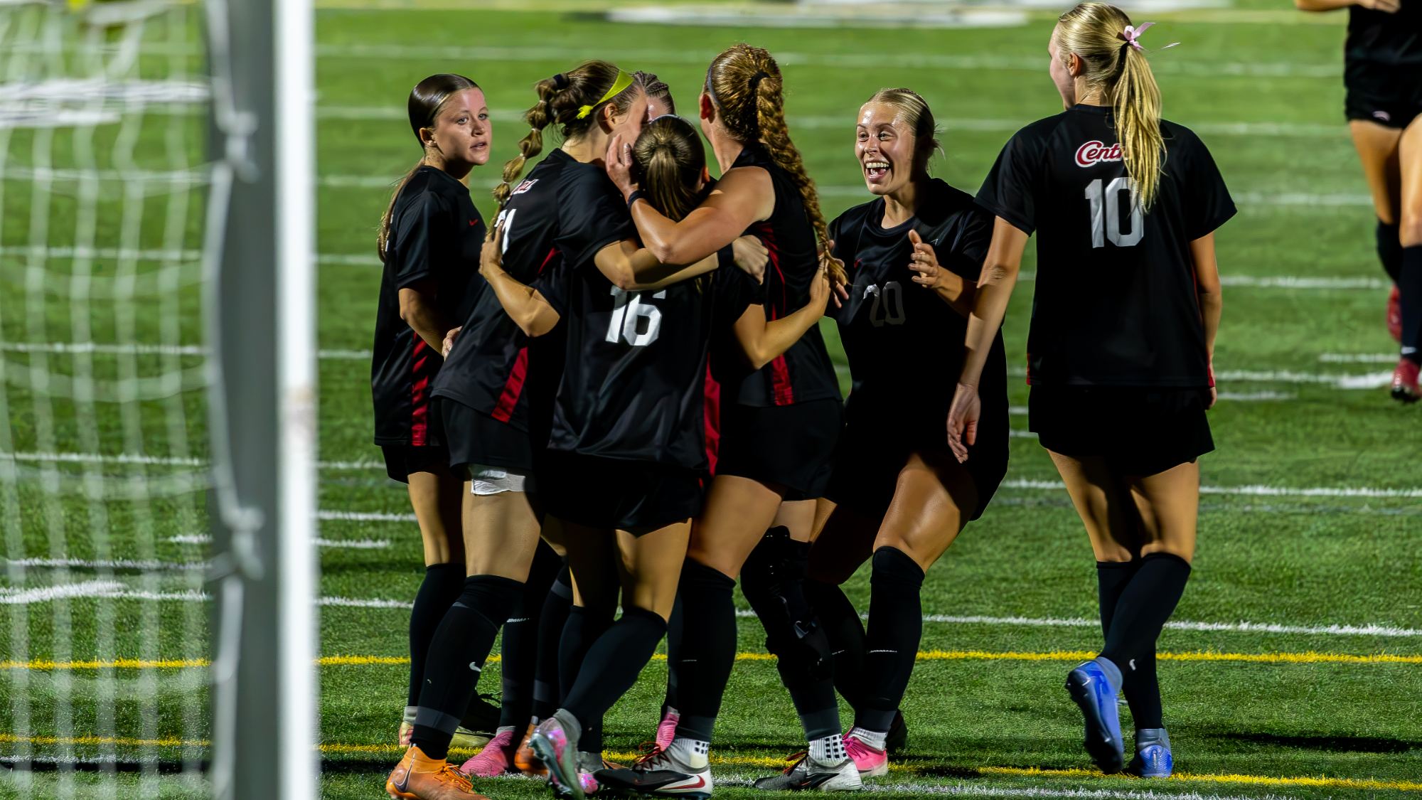 Wildcats celebrate Kylee Schreck's goal vs Simon Fraser SMALL
