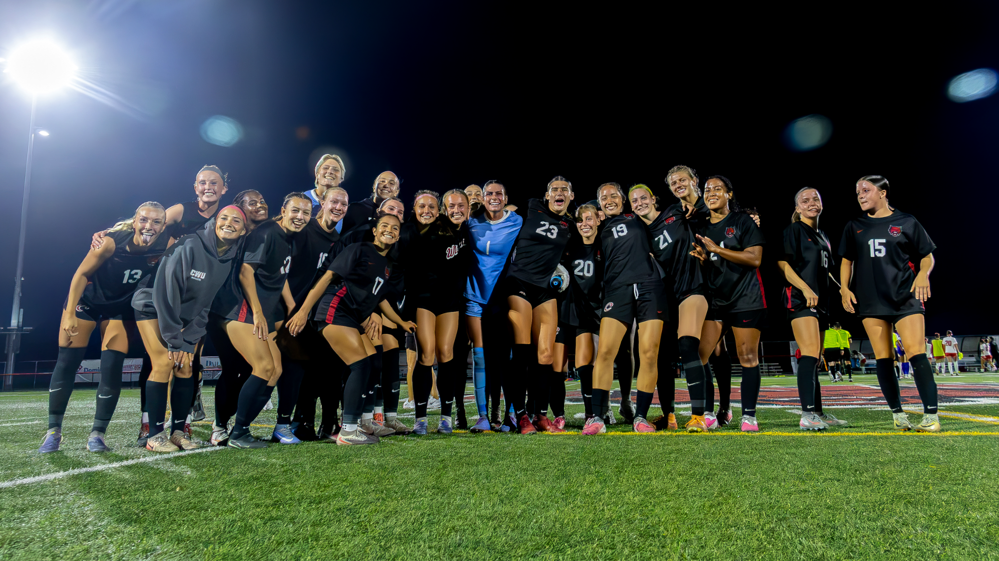 CWU Soccer poses for team photo after 2-2 draw versus #24 ranked Simon Fraser.