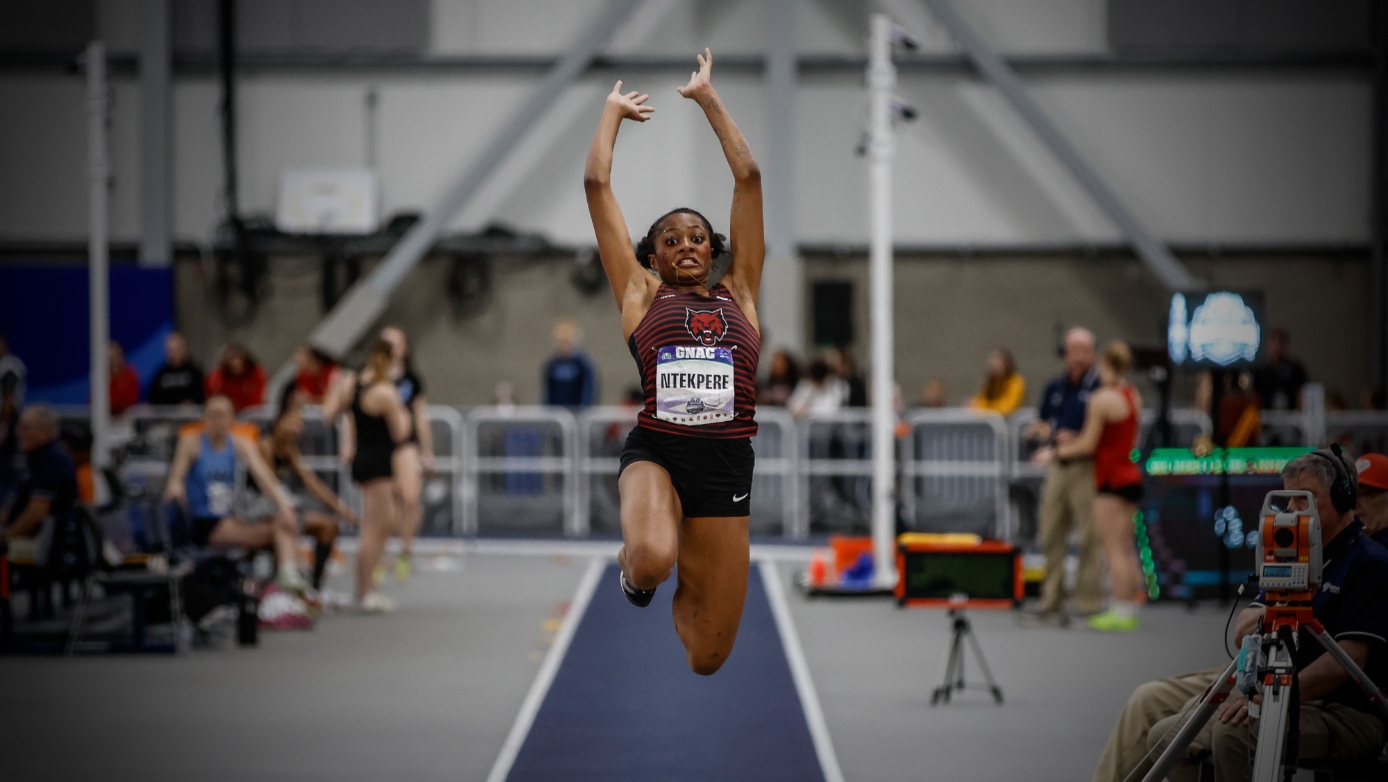 Emy Ntekpere action shot GNAC Indoor Championships 