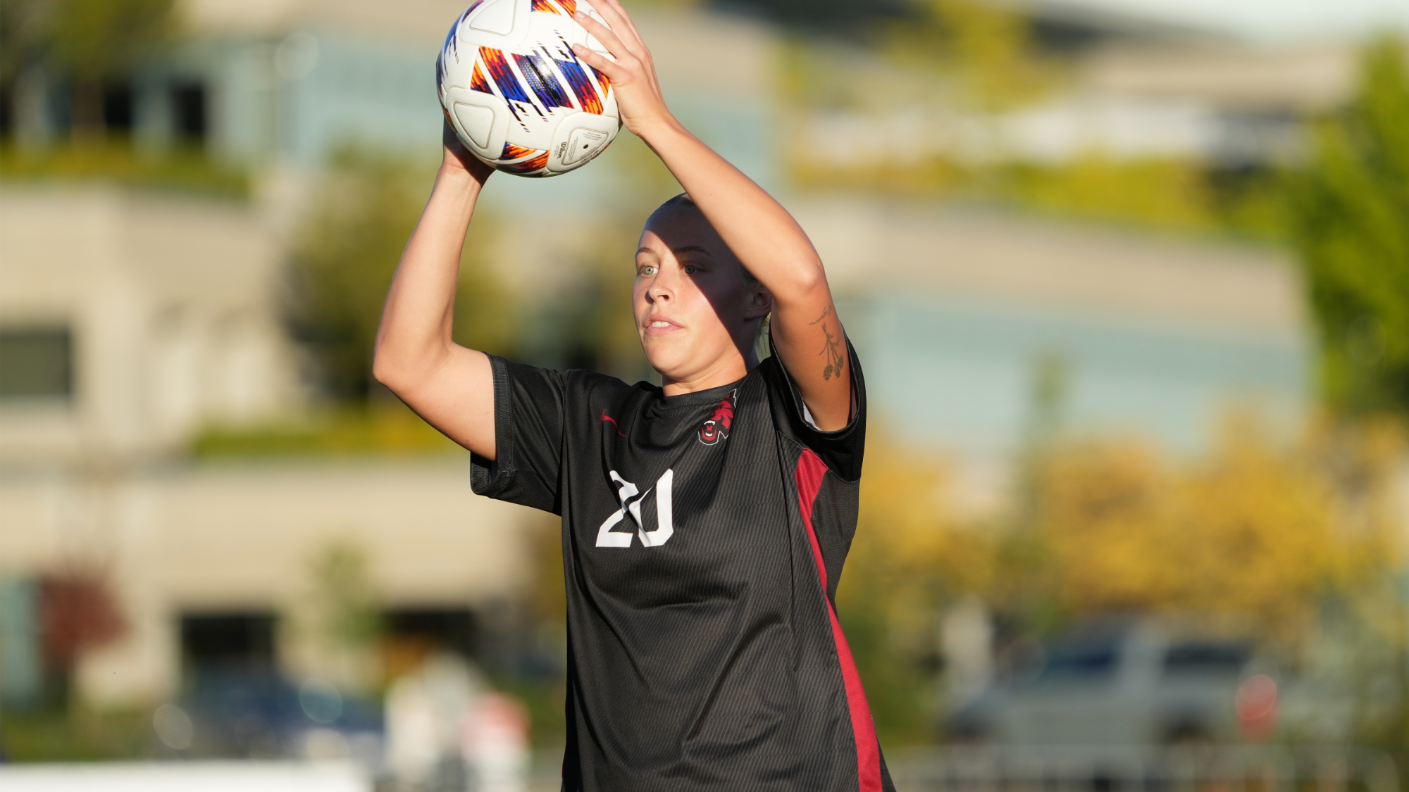 Kendal Smith throwing in ball vs Simon Fraser during 0-4 loss.