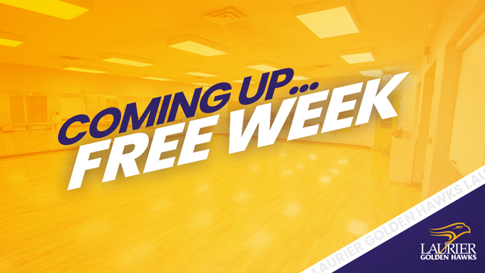 Text on yellow background reading coming up... free week