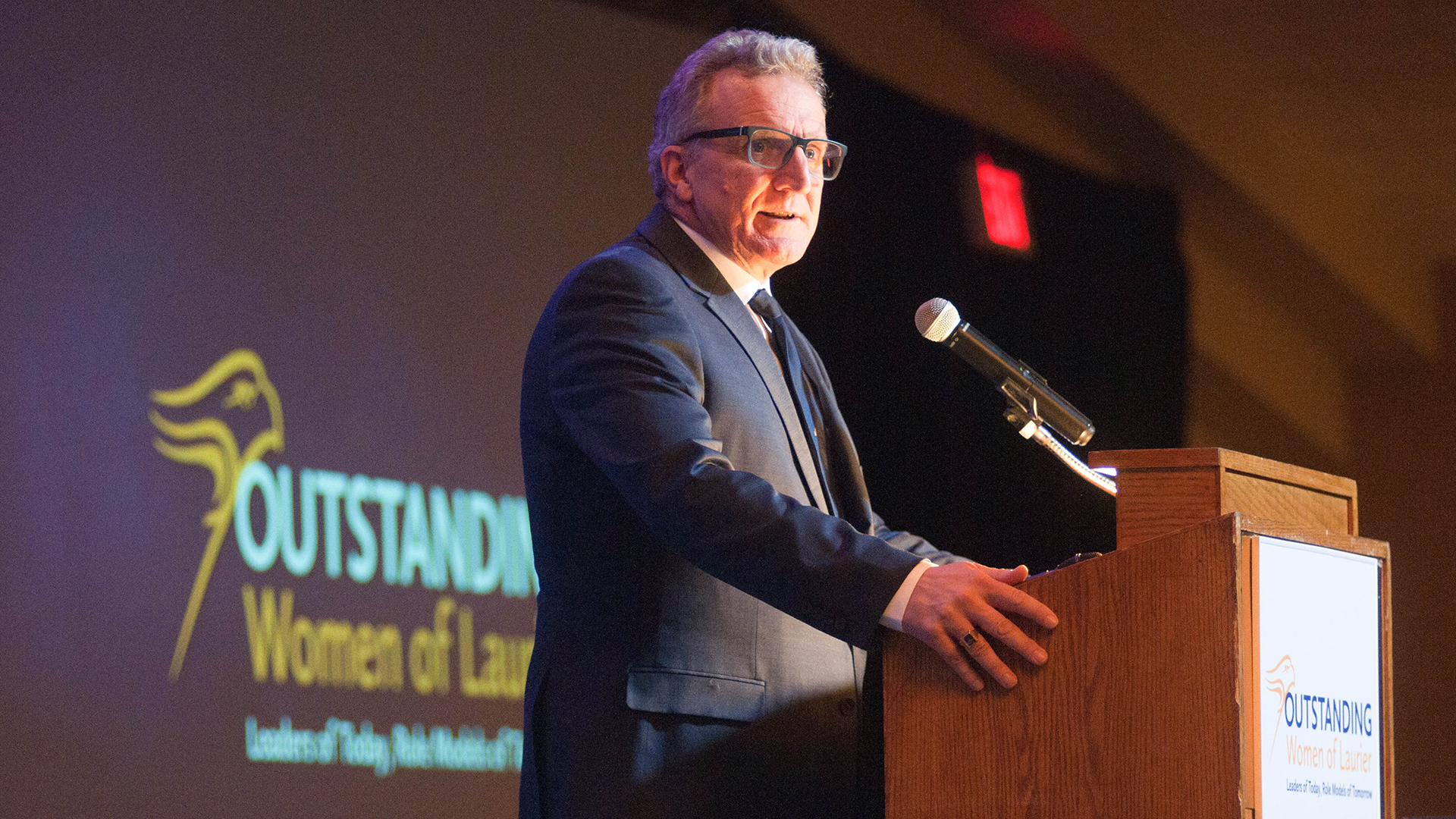 Peter Baxter giving speech at podium