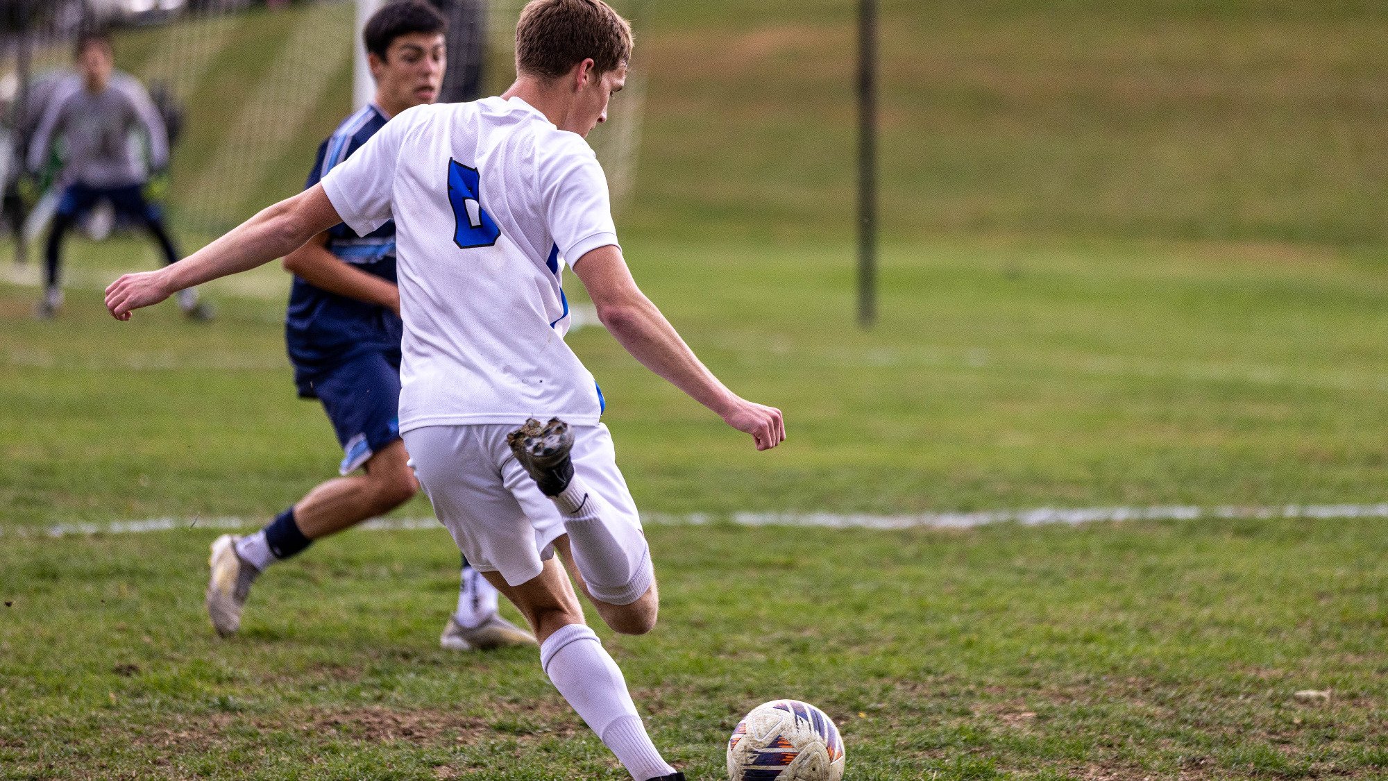 Tyler Cottone kicks the ball toward the goal
