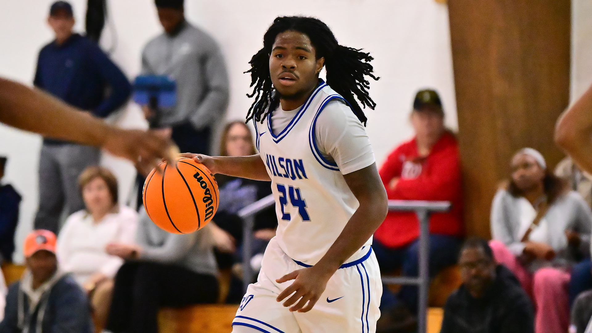 Winston Raford dribbles the ball