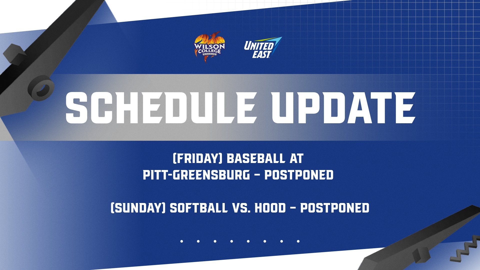 Friday Baseball and Sunday Softball Postponed