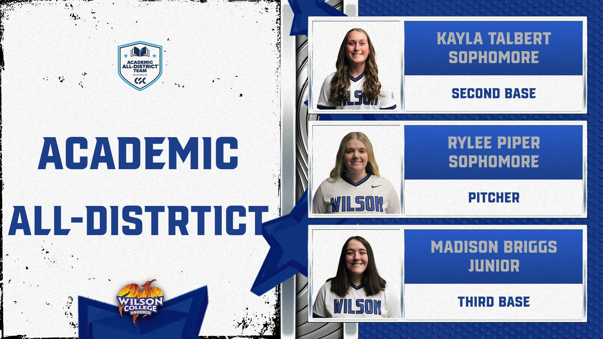 Academic All-District Kayla Talbert Rylee Piper Madison Briggs