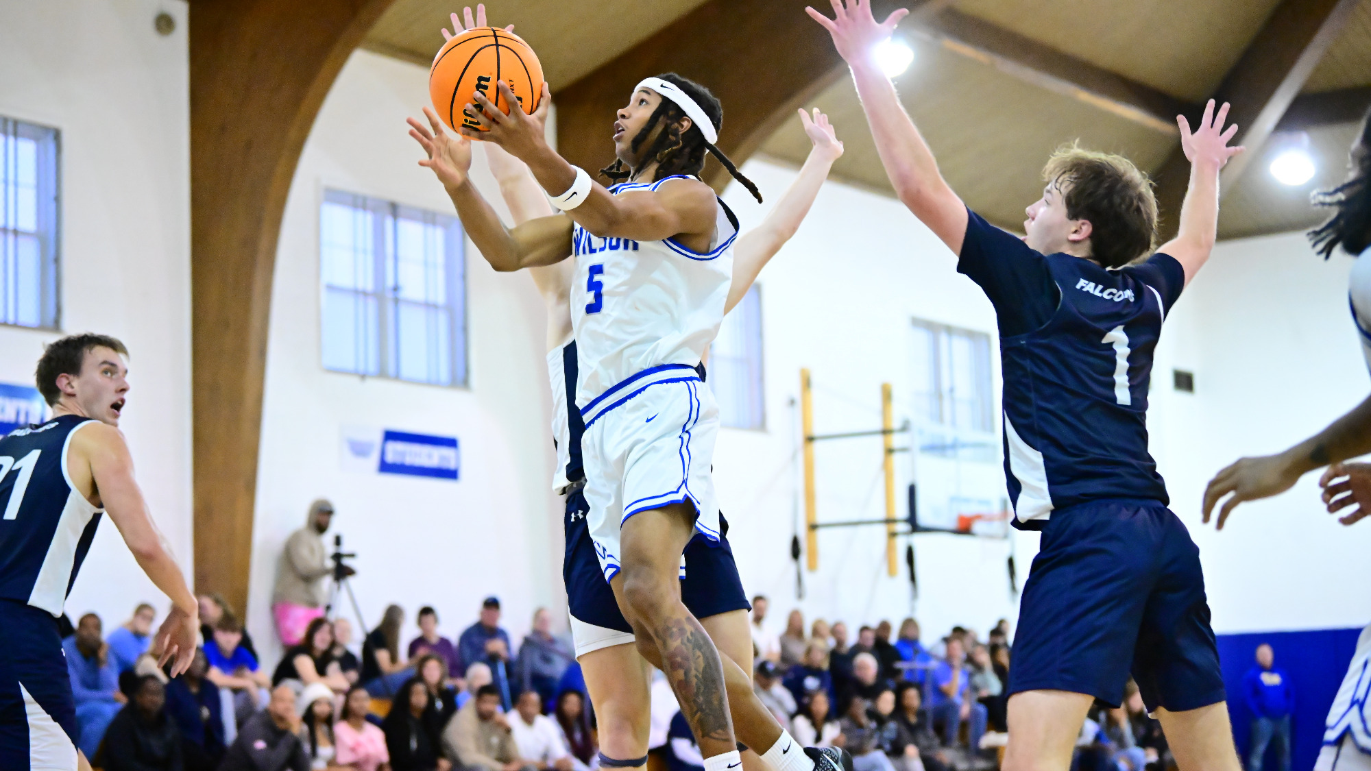 Jalen Bowie drives in for a layup