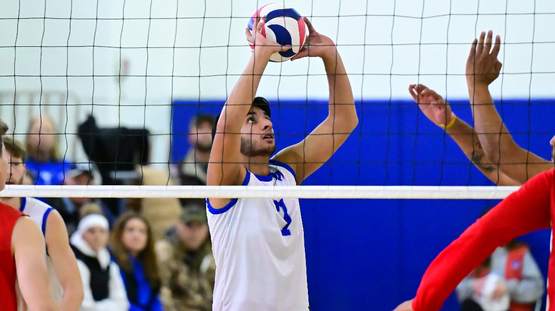 Satvik Sharma sets the ball behind the net