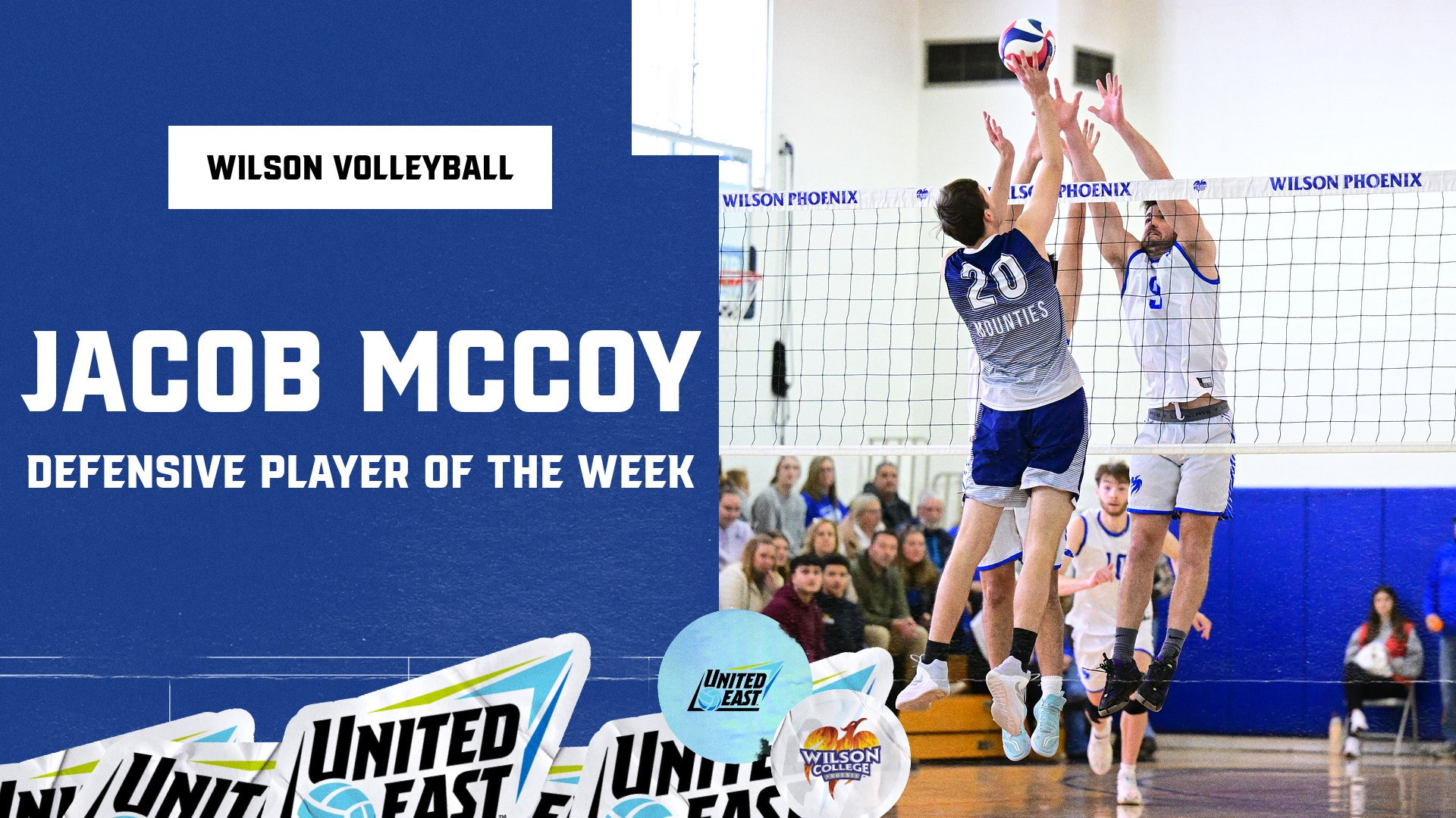 Jacob McCoy Blocks an attempt, named United East Defensive Player of the Week