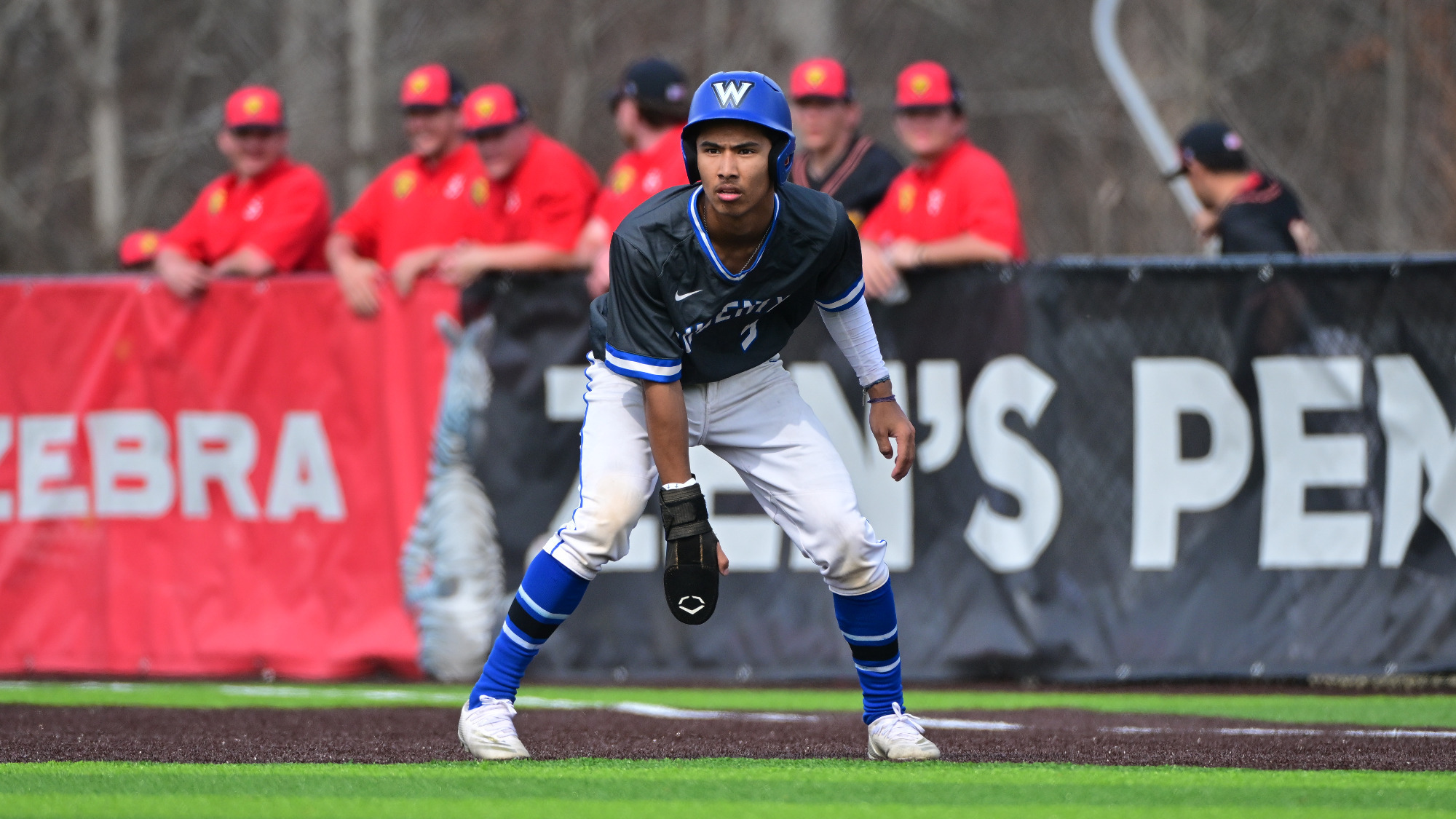 Garrett Drish takes a lead off of first base
