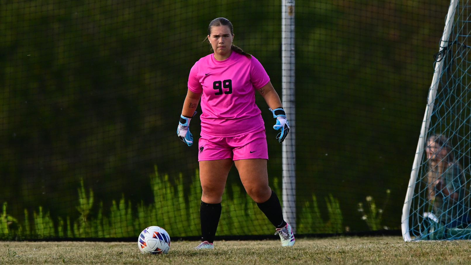 Madison Ebersole gets ready to kick the ball