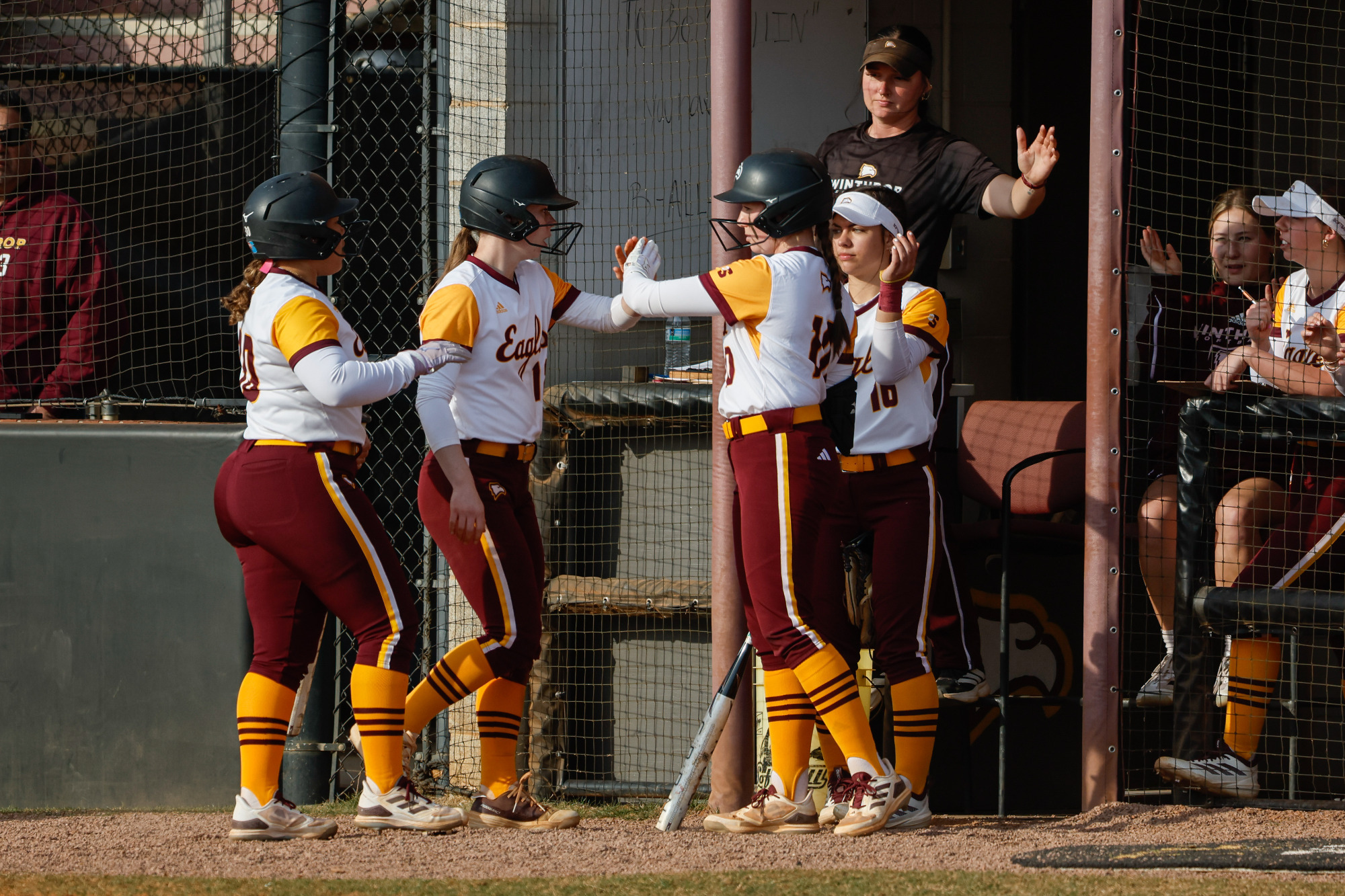 Softball Players in front of dugout