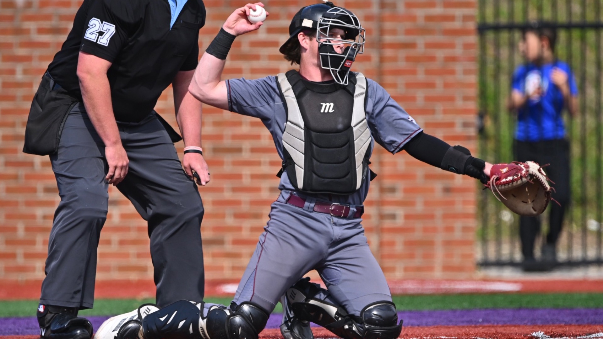 Cade Norton behind the plate