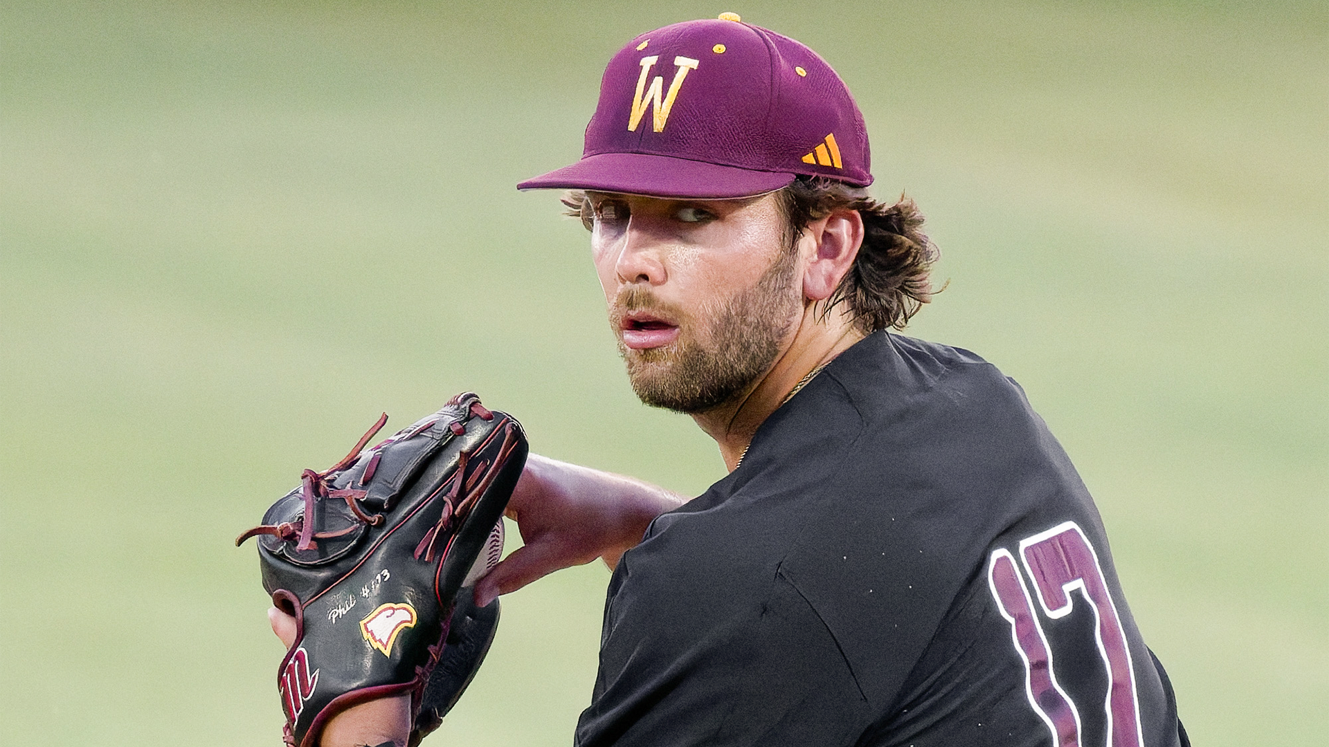 Harrison Wilson getting ready to pitch