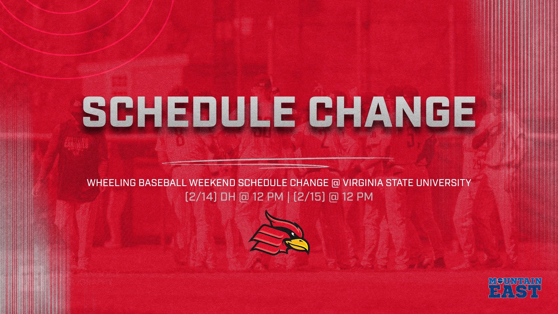 Schedule Change Baseball 2./14 & 2/15