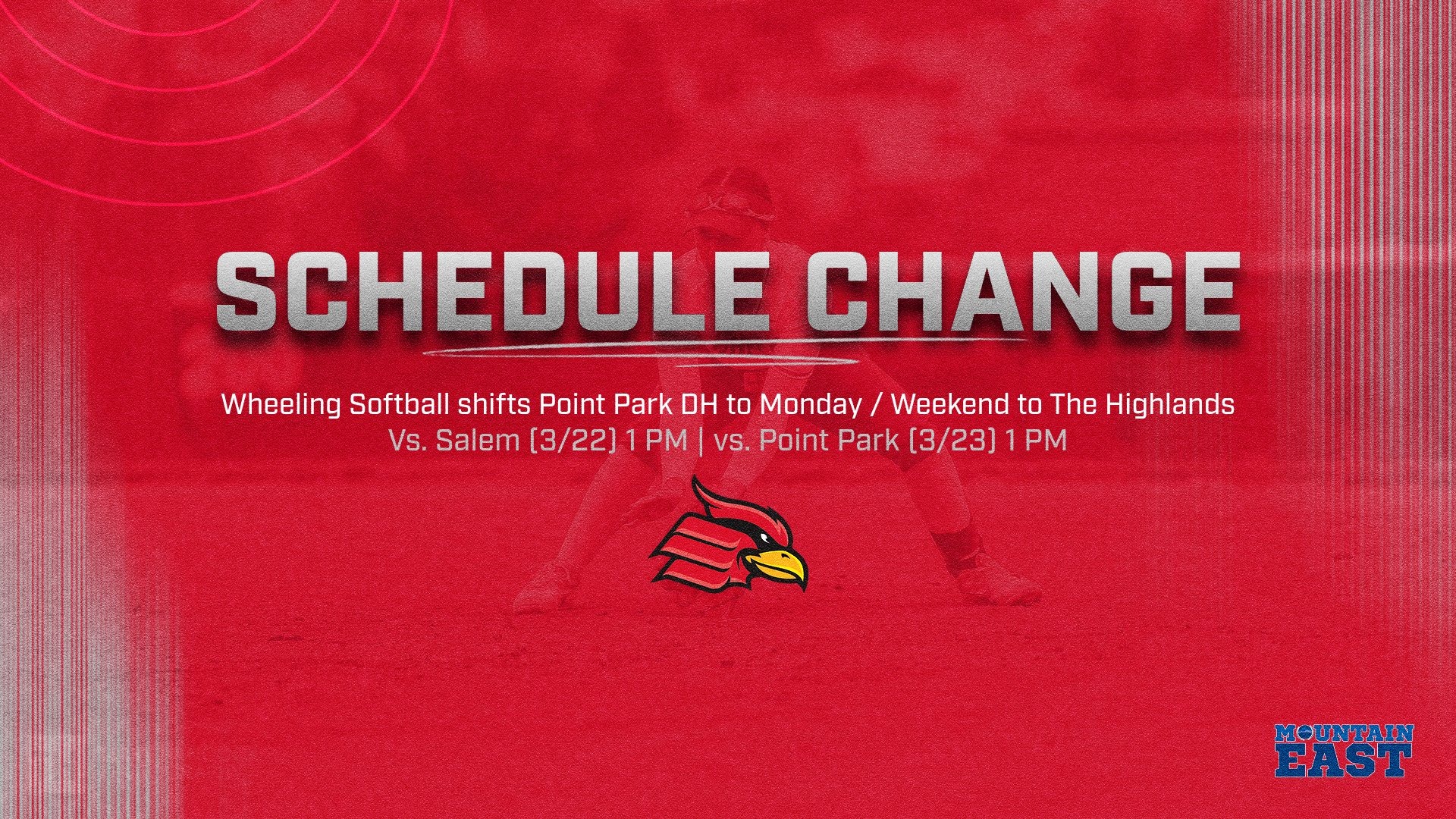 Softball Schedule Change 3/22