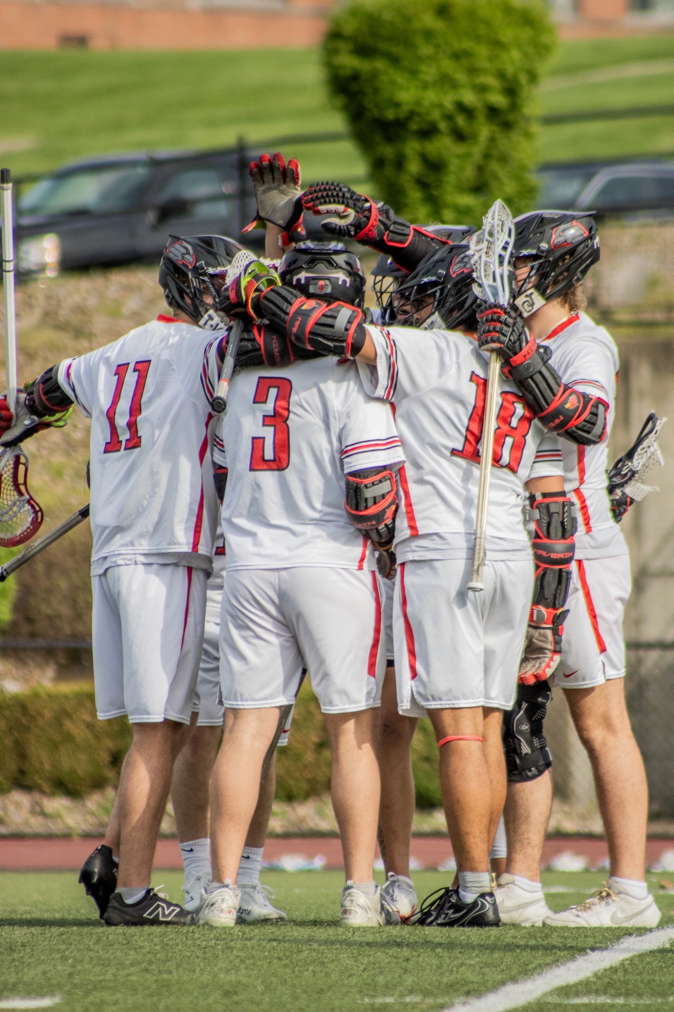after goal group hug