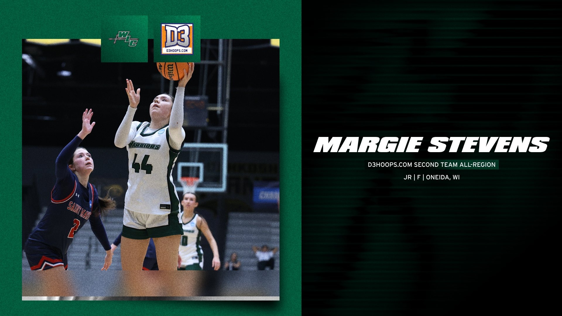 Junior Forward Margie Stevens Has Been Named Second Team All-Region By D3hoops.com