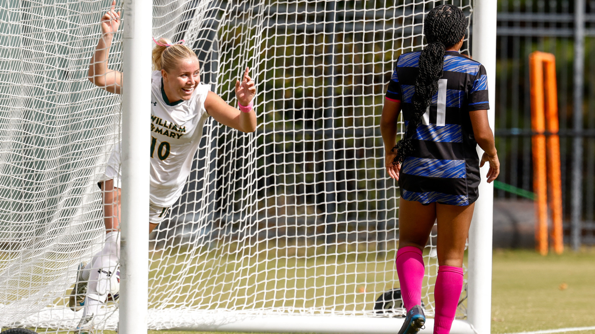 Mia Abbey celebrates her goal against Hampton