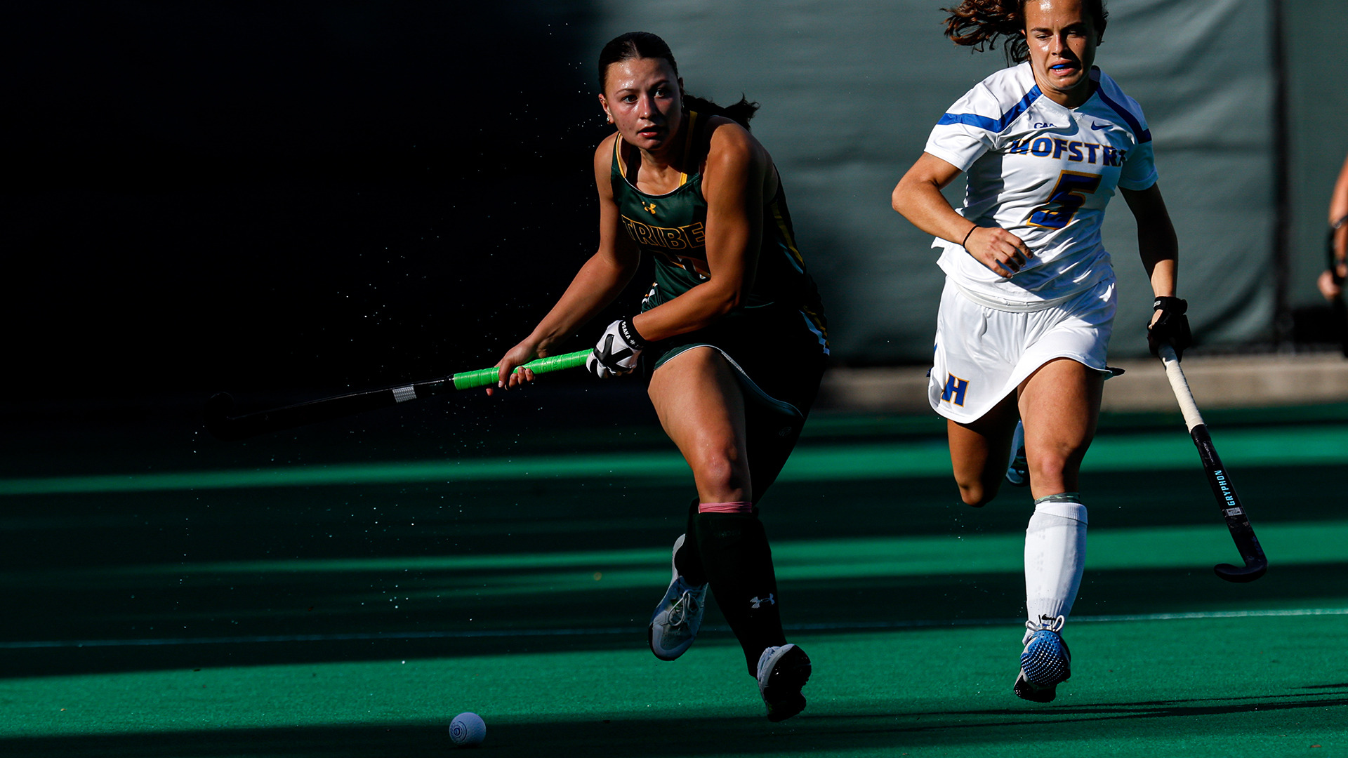 Ava Rossman looks to make a pass upfield against Hofstra. 