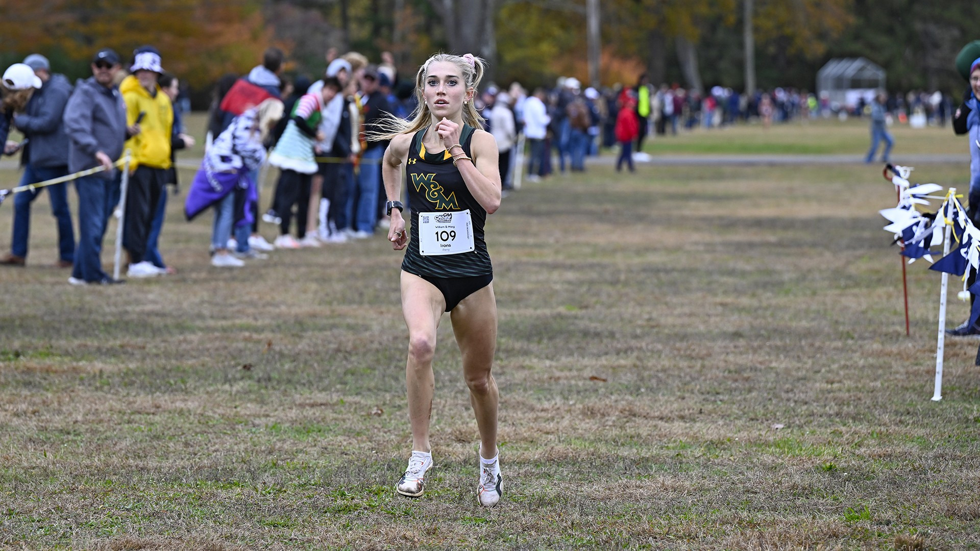 Perry Irons sprints to the finish line and a runner-up finish at the CAA Championships. 