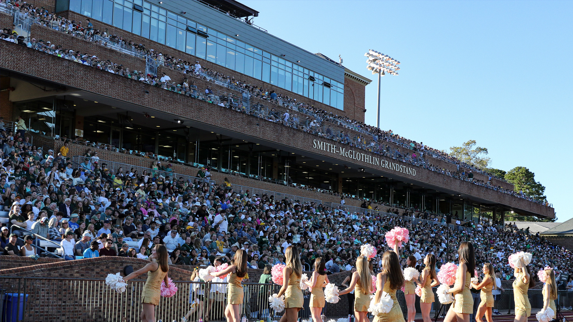 A large crowd on the home side of Zables Stadium during a game in 2025