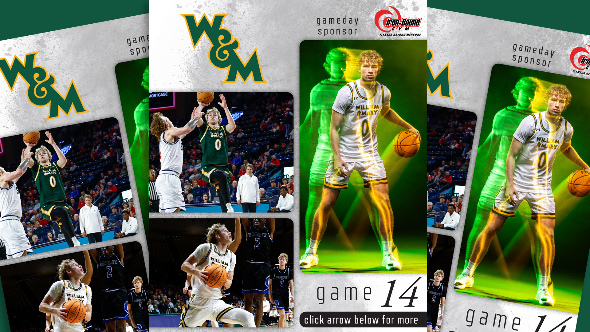 Stony Brook Game Program cover featuring Reese Miller and sponsored by Iron-bound Gym